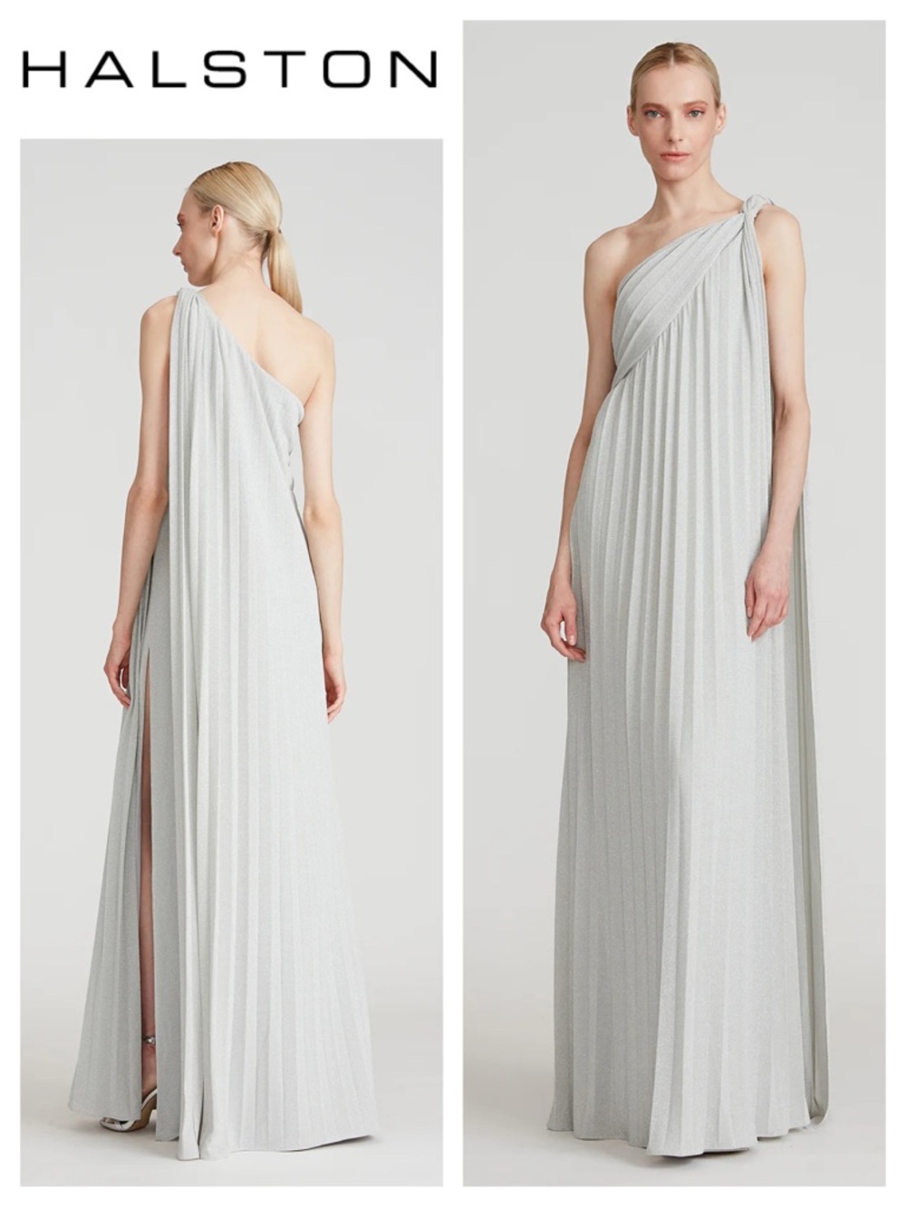 HALSTON Priya Knit Pleated Gown